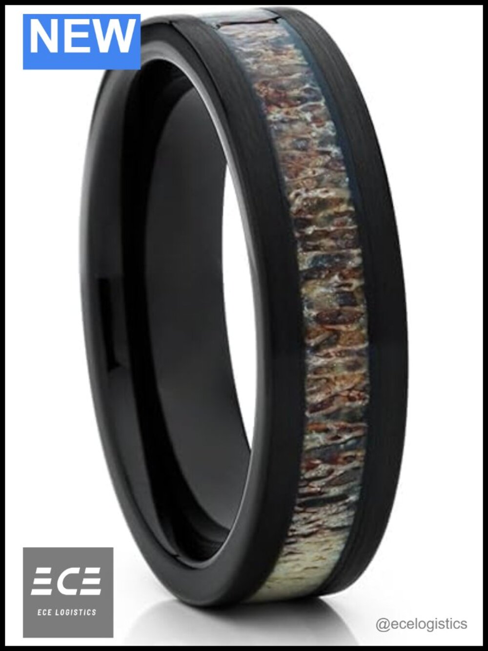 6mm Deer Antler Wedding Ring Tungsten Comfort Fit Hunters Band